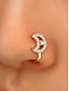 billige Øredobber for kvinner-6 stk gullbelagte neseringer for kvinner – søt zirkonsommerfugl, hjerte, blomst og runde bøylesmykker, fasjonable ikke-piercing nesemansjetter med klips til fester og hverdagsbruk