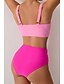 cheap Bikini Sets-Women's Swimwear Bikini Swimsuit Ruched High Waisted Tropical Beach Wear Plain V Wire Sleeveless Bathing Suits