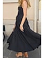 abordables Robes de Diplôme-Femmes Robe Midi Robe Blanche Robe de remise des diplômes Robe Nuisette Mode Anniversaire Remise des Diplômes Date Coupe régulière Uni Sans manches Bretelles spaghetti Noir Blanche Été