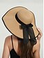 billiga Kvinnors hattar-elegant solhatt med bred brätte för kvinnor – sommarhatt i stråhatt med svart rosett, UV-skydd, hopfällbar floppy hatt för semester, trädgårdsfester och utomhusresor