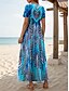 tanie Sukienki boho-Damskie Sukienka maxi Sukienka letnia Sukienka A line Letnie sukienki Urlop Codzienny Codzienny Regularny Graficzny Plemienny Krótki rękaw W serek Niebieski Fioletowy Pomarańczowy Lato
