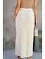 abordables Jupes décontractées-Femmes Jupe Moulant Occasionnel Midi Taille Basse Jupes Uni Fendu Micro-Élastique Rue Sortir Noir Blanche Chameau Été Polyester