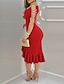 abordables Robes moulantes de soirée-Femmes Robe Midi Moulant Élégant Formel Date Coupe régulière Couleur Unie Manche Courte Col en U Noir Rouge Bleu Fuchsia Été