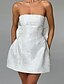 abordables Robes de Diplôme-Femmes Mini Robe Robe Blanche Robe de remise des diplômes Robe de Soirée Mode Anniversaire Remise des Diplômes Cocktail Coupe régulière Uni Sans manches Sans bretelles Rose Claire Blanche Été