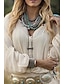 tanie Sukienki boho-Damskie Sukienka mini Codzienne sukienki Sukienka z marszczeniami Strój zachodni Moda Bufka Na zewnątrz Codzienny Weekend Regularny Geometryczny Długi rękaw W serek Biały Lato