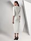 voordelige Vloerlengte-Blazer Jurk Zeemeermin  Trompet Moeder van de Bruid Jurk Crepe Tuxedo Jurk Elegant Hoge Splits Schal Lapel Vloerlengte 3/4 Mouw met Riem Effen Kleur