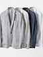 billige Herre Elite Ydertøj-Herre Blazer i hør Jakkesæt Bryllup Jubilæum Ferierejse Elegant Neutral Forår &amp; Vinter Bomuld Linned Helfarve Knapper comfy Enkeltbrystet med én knap Blazer Hvid Navyblå Beige Grå