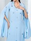 preiswerte Unter 129,99 $-Kleid Brautmutterkleid Elegant Lässig V Ausschnitt Bodenlang Polyester Langarm mit Knöpfe 2025