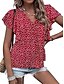 billige Kvindernes ferietoppe-Dame T-shirt Prikker Mode Moderne Kortærmet V-hals Almindelige toppe Daglig Drapering Trykt mønster Sort Gul Rød Blå Himmelblå Sommer