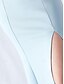 baratos AZUL-Vestidos de Quinceanera Sereia  Trompete Vestido Elegante Convidada de Casamento Longo Sem Mangas Decote em V Spandex com Babados