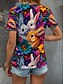 ieftine Tricou de Paște-Paște Pentru femei Bluză Floral Grafic Animal Casual Manșon scurt În V Topuri obișnuite Zilnic Imprimeu Curcubeu Vară Primăvară