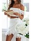 preiswerte Sets-Damen Elegant Mode Zweiteilige Sets Ärmellos Schulterfrei Einfach Spitze Kalter Schulter-Schnitt Party Ferien Date Schwarz Weiß Sommer Normale Passform