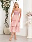 preiswerte Partykleid-Sheath  Column Partykleider Partykleid Cocktailparty Teelänge Ärmellos V-Ausschnitt Rosa Kleid Chiffon Rückenfrei mit Falten Pailletten