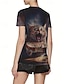 billiga Djur tee-Dam T-shirt Summer Tops Grafisk Katt Klassisk Ledigt Kortärmad Rund hals Crop Tops Dagligen Helgen Mönster Regnbåge Sommar Vår Höst