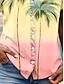 cheap Art&amp;Design Blouses-Women's Shirt V Neck Button Down Blouse Summer Tops Ombre Graphic Tree Tropical Daily Hawaiian Short Sleeve Shirt Collar Regular Tops Daily Buttons Print Yellow Summer