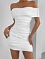 ieftine Rochii de absolvire-Pentru femei Rochie Mini Rochie albă Rochie de absolvire Bodycon Modă În aer liber Absolvire Dată Fit regulat Simplu Manșon scurt De Pe Umăr Negru Alb Galben Roșu-aprins Vară