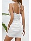 abordables Vestidos de Graduación-Mujer Mini vestido Vestido blanco Vestido de graduación Vestido lencero Moda Cumpleaños Festivos Cita Ajuste regular Plano Sin Mangas Correa de espagueti Negro Blanco Vino Púrpula Claro Verano