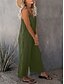 preiswerte Kunst &amp; Design Jumpsuit-Damen-Jumpsuit aktiv einfarbig ärmellos U-Ausschnitt Urlaub täglich lockere Passform Schwarz Armeegrün Rot Sommer