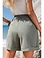 cheap Cotton Linen Shorts-Women&#039;s Cotton Linen Shorts Shorts Slacks Casual Short Natural Plain Pocket Elastic Drawstring Design Breathability Soft Micro-elastic Street Daily Wear Grey Black Summer Regular Fit