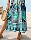 tanie Sukienki boho-Damskie Sukienka midi Sukienka letnia Sukienka A line Urlop Codzienny Boho Motylkowy Urlop Plaża Regularny Graficzny Geometryczny W Tureckie Wzory Krótki rękaw Wycięcie pod szyją Biały Żółty
