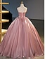 abordables Robes Longues &amp; Gowns-Robe de bal Ligne A Longueur au sol Robes de Bal Élégant Fête Princesse Sans manches Sans bretelles Bal de promo Soirée Organza Dos nu avec Plis