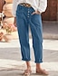 abordables Pantalón liso de lino y algodón-Mujer Pantalones cortos de lino y algodón Pantalones inspirados en el lino Pantalones de lino y algodón Moda Ropa de calle Longitud total Cintura Media Plano Bolsillo Cintura elástica Al Aire Libre