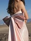 baratos Rosa-Vestido Rosa de Noite em Lantejoulas e Miçangas Vestido Elegante Formal para Casamento de Comprimento Total Sem Mangas Ombro Caído em Cetim com Laço(s) e Pregas