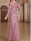 preiswerte Unter 129,99 $-Kleid Mutter der Braut Kleid Elegant Party Rundhalsausschnitt Bodendland Polyester Langarm mit Stickerei 2025
