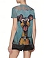 ieftine Tricou cu animale-Pentru femei Tricou Topuri de vară Grafic Câțel Clasic Casual Manșon scurt Stil Nautic Crop Tops Zilnic Sfârșit de săptămână Imprimeu Curcubeu Vară Primăvară Toamnă