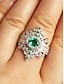 economico Anelli da donna-anello vintage da donna con corona di smeraldi: eleganti gioielli di ispirazione reale per fidanzamenti, matrimoni e occasioni speciali