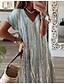 economico Arte &amp; Design Abiti-Per donna Abito maxi Vestito Estivo Abito a trapezio Vacanza Casual Uscire Spiaggia Vestibilità regolare Floreale Grafico Manica Corta Scollo a V Blu Verde Primavera Autunno