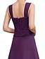 baratos Abaixo de 129,99 $-Conjuntos de Vestido Mãe da Noiva Vestido Elegante Simples Decote Redondo Comprimento do Chá Chiffon Poliéster Renda Manga Longa com Renda Cor Sólida