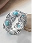 billige Øredobber for kvinner-vintage turkis smykkesett for kvinner – bohemsk sølvkjede, øredobber og armbånd, western cowgirl statement-tilbehør til fester og festivaler