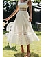 abordables Robes de Diplôme-Femmes Robe Midi Robe Blanche Robe de remise des diplômes Élégant Mode Moderne Vacances Anniversaire Sortir Coupe régulière Uni Sans manches Col en U Blanche Été