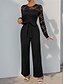 billiga Mammas jumpsuits-Jumpsuit  Byxdress Mor-till-Bride Elegant Avslappnad Juvelhals Golvlängd Polyester Lång Ärme med Spets