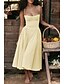 voordelige Vakantiejurken-Dames Halflange jurk Witte jurk Afstudeerjurk Slipdress Modieus Modern Verjaardag valmistuminen Afspraakje Normale pasvorm Effen Mouwloos Spaghettibandjes Zwart Geel Lichtgroen Rood Zomer
