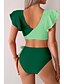 voordelige Bikinisets-Dames Zwemkleding Bikini Zwempak Hoog getailleerd Tropisch Strand Kleding Kleurenblok V-Wire Mouwloos Badpakken