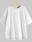preiswerte Hemden-Damen Hemd Bluse Baumwoll-Leinen-Hemden Einfach Modern Lässig Halbarm Rundhalsausschnitt Normale Oberteile Täglich Ausgehen Asymmetrisch Schwarz Weiß Blau Khaki Grau Sommer