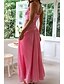 baratos Vestidos de Formatura-Mulheres Vestido Longo Vestido Maxi Vestido branco Vestido de formatura Moda Graduação Encontro Para Noite Normal Tecido Sem Manga Decote V Branco Vermelho Vermelho Rosa Verão