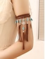 voordelige Dames ketting-dames bohemian gevlochten leren ketting met turquoise kralen, veren en kwastjes - perfect voor muziekfestivals en vakantie-outfits