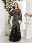 cheap Semi-formal / Cocktail-Mermaid Trumpet Floor Length Evening Gown Sparkle Plus Size Mother Of The Bride Long Sleeve Crew Neck Formal Champagne Mother Of the Bride Dress Tulle with Embroidery