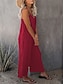 preiswerte Kunst &amp; Design Jumpsuit-Damen-Jumpsuit aktiv einfarbig ärmellos U-Ausschnitt Urlaub täglich lockere Passform Schwarz Armeegrün Rot Sommer