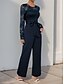 billiga Mammas jumpsuits-Jumpsuit  Byxdress Mor-till-Bride Elegant Avslappnad Juvelhals Golvlängd Polyester Lång Ärme med Spets