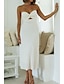 abordables Robes décontractées blanches-Femmes Robe Midi Robe Blanche Robe de remise des diplômes Mode Vacances Anniversaire Fête Coupe régulière Uni Sans manches Sans bretelles Blanche Jaune Vert Été