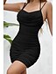 abordables Vestidos de Graduación-Mujer Mini vestido Vestido blanco Vestido de graduación Vestido lencero Moda Cumpleaños Festivos Cita Ajuste regular Plano Sin Mangas Correa de espagueti Negro Blanco Vino Púrpula Claro Verano