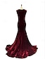 voordelige Avondjurken-Zeemeermin  Trompet Avondjurk Elegante Jurk Avondfeest Prom Sweep  Brush Train Mouwloos Illusie Hals Katoen met Glitter Split Applicaties