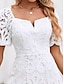preiswerte Weiße Spitzenkleider-Damen Minikleid A Linie Kleid Sommerkleid Kleid mit Lochstickerei Urlaub Lässig Täglich Normale Passform Grafik Kurzarm V Ausschnitt Weiß Sommer