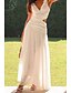 baratos Vestidos de Formatura-Mulheres Vestido Longo Vestido Maxi Vestido branco Vestido de formatura Moda Graduação Encontro Para Noite Normal Tecido Sem Manga Decote V Branco Vermelho Vermelho Rosa Verão