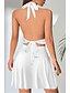 abordables Robes de Diplôme-Femmes Mini Robe Robe Blanche Robe de remise des diplômes Mode Extérieur Anniversaire Remise des Diplômes Coupe régulière Uni Sans manches Col Halter Noir Blanche Rouge Été