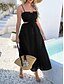 preiswerte Abschlusskleider-Damen Langes Kleid Maxikleid Weißes Kleid Abschlusskleid Freizeitkleid Schwingkleid Mode Modern Täglich Strand Wochenende Normale Passform Einfach Ärmellos Spaghettiträger Schwarz Weiß Gelb Blau